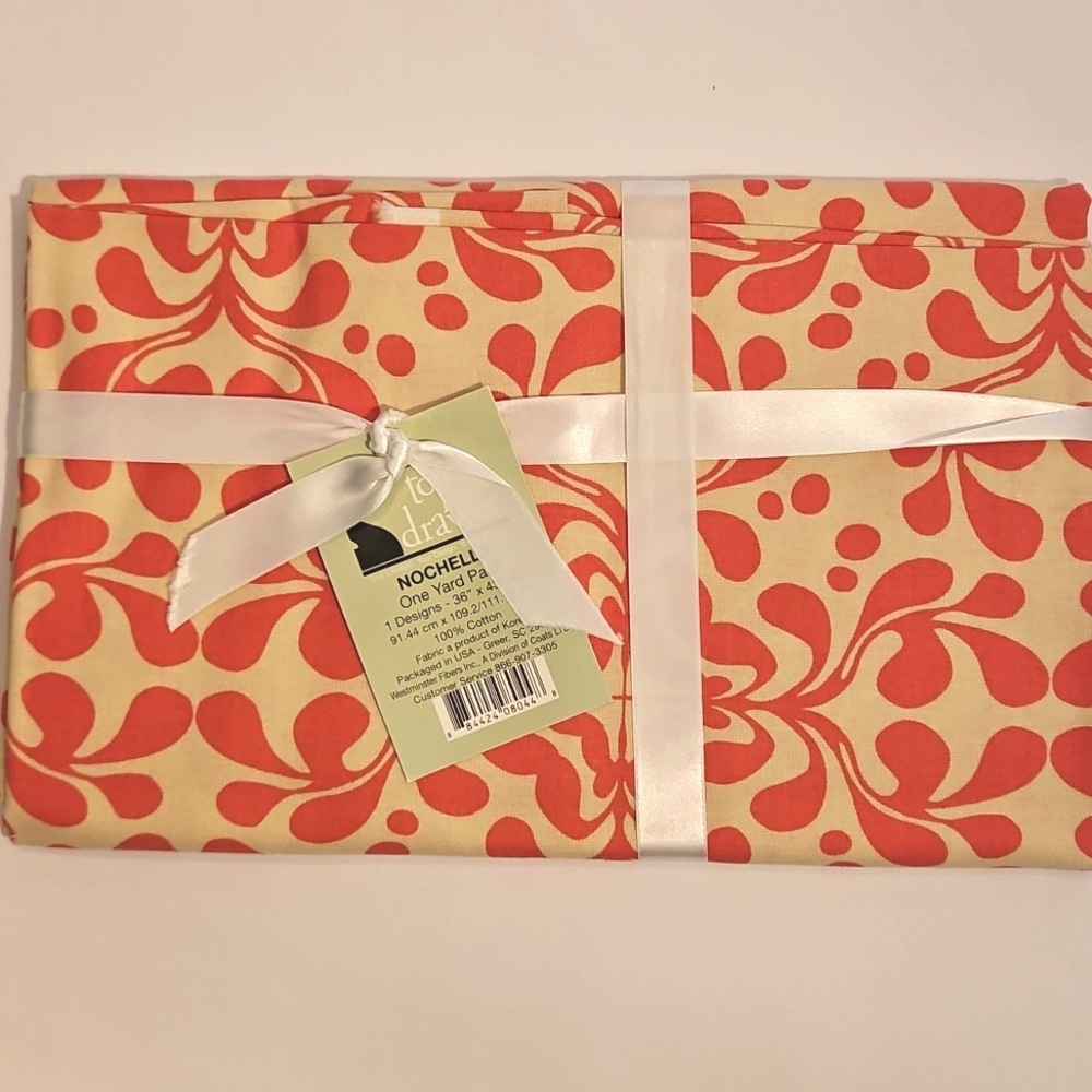 Tan & Pink Swirl Nochella Pattern 100% Cotton Fabric Top Drawer 1 Yard Pack NEW